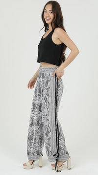 Koi Fish Printed Pants White Black