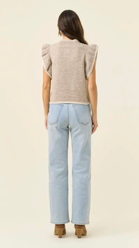 Athena Frill Knit Top Stone