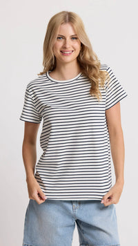 Classic Stripe Tee White/Navy Stripe
