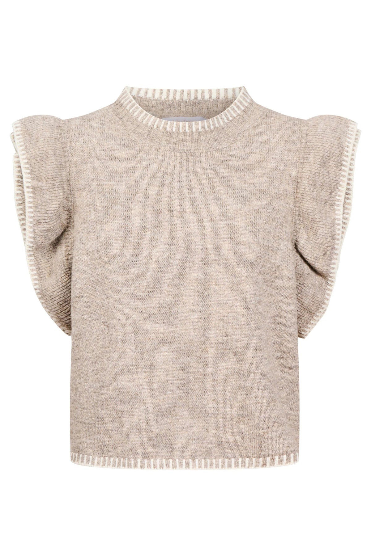Athena Frill Knit Top Stone