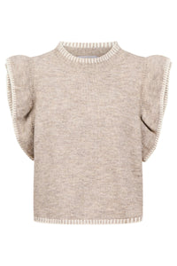 Athena Frill Knit Top Stone
