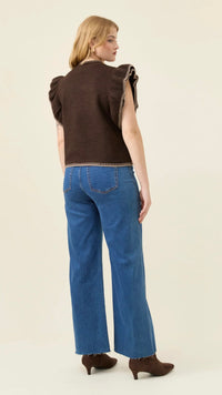 Athena Frill Knit Top Chocolate
