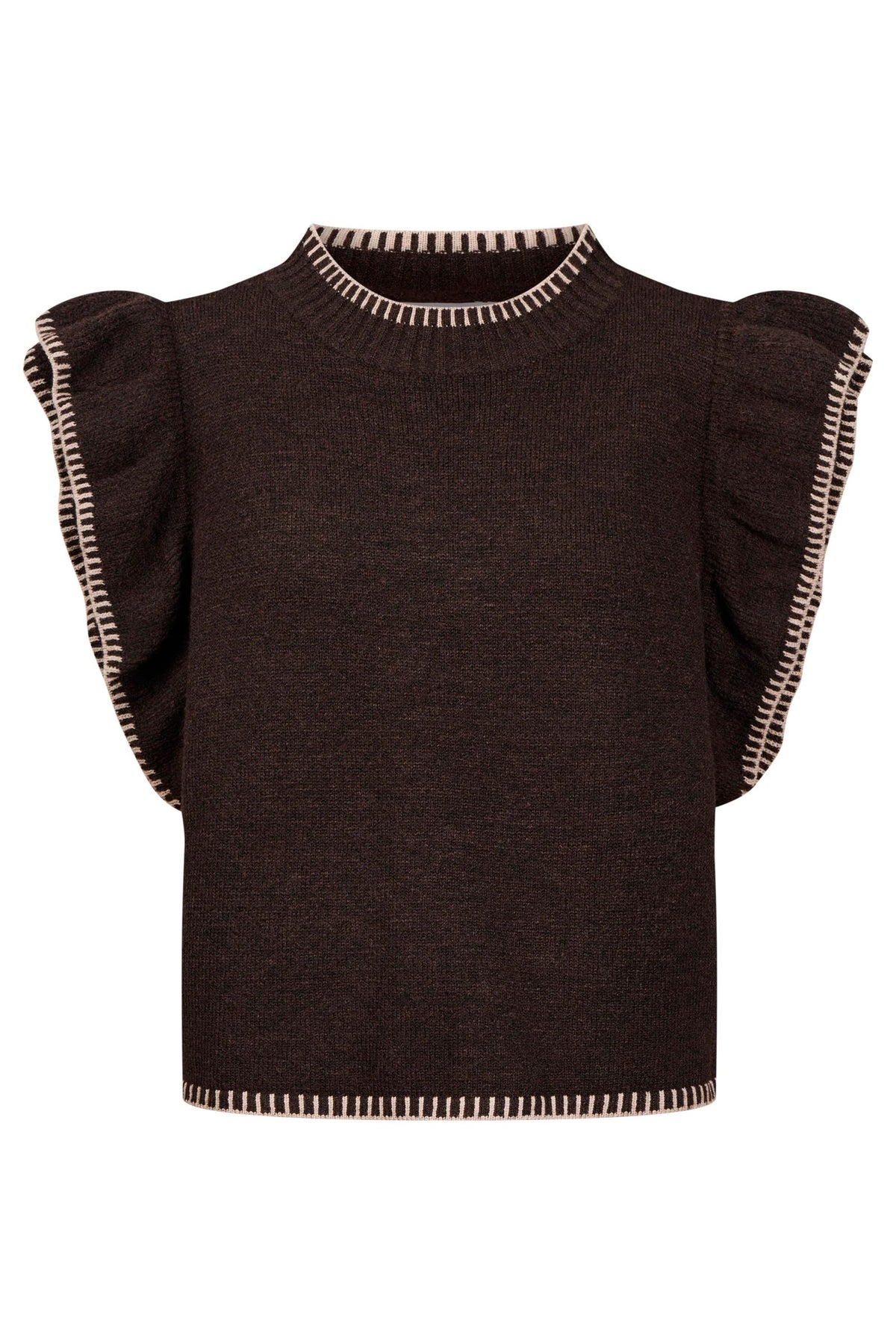 Athena Frill Knit Top Chocolate