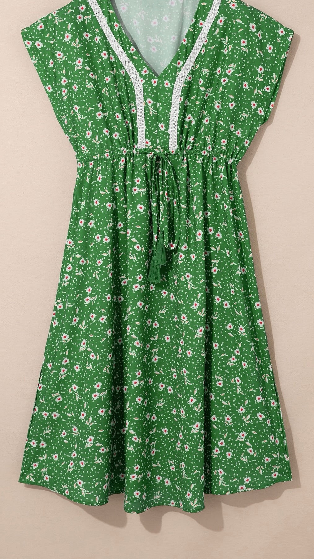 Embroidered Trim Vacay Dress Green