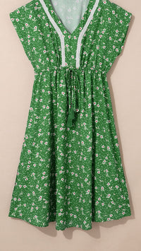 Embroidered Trim Vacay Dress Green