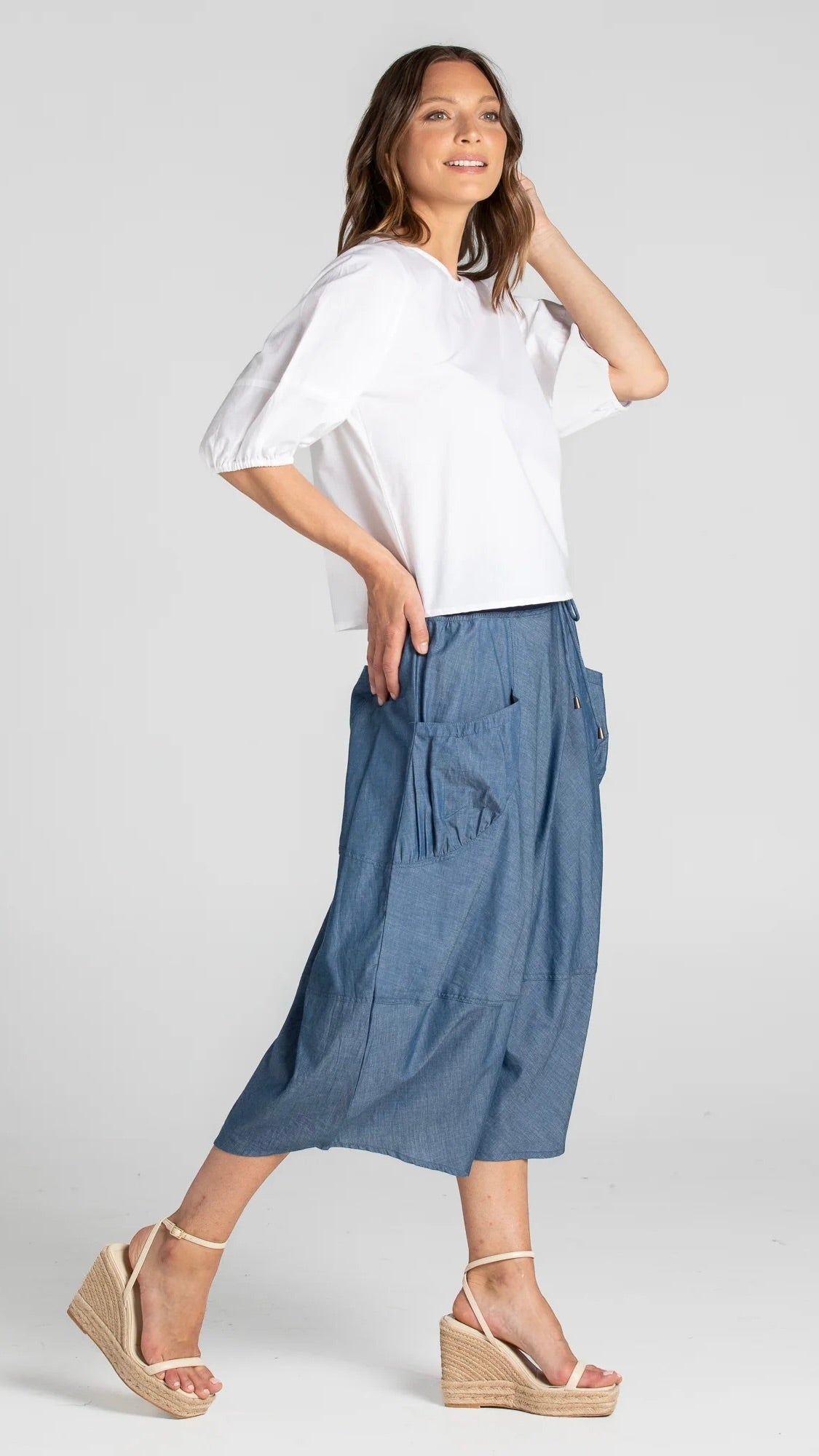 Guru Skirt Blue Chambray