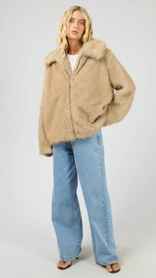 Sable Faux Fur Zip Coat