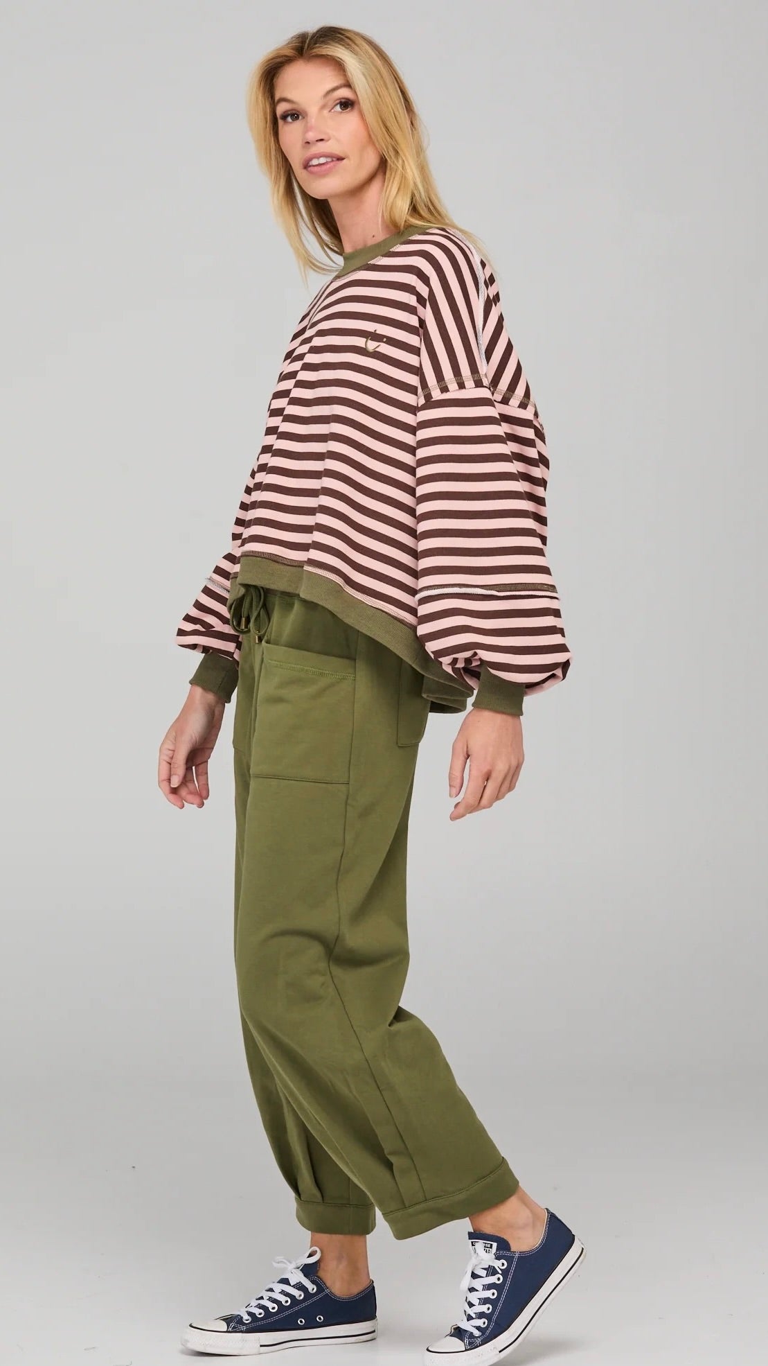 Guru Sweater Dusty Pink Stripe