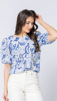 Relaxed Carefree Top Blue Whisper