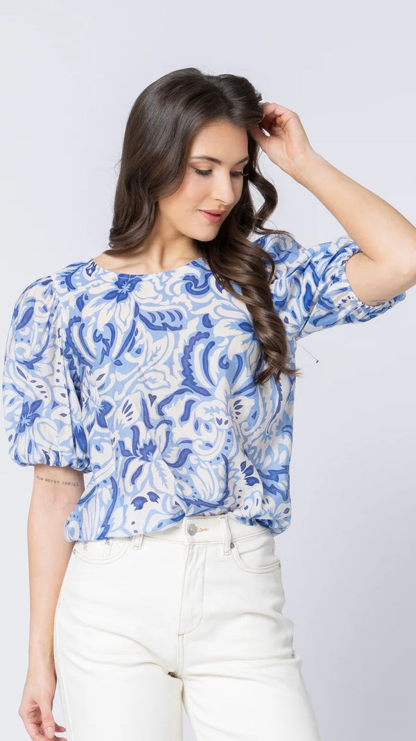 Relaxed Carefree Top Blue Whisper