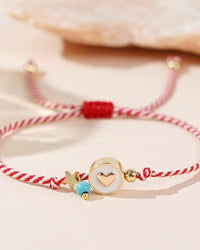 Rope Heart Bracelet Red White