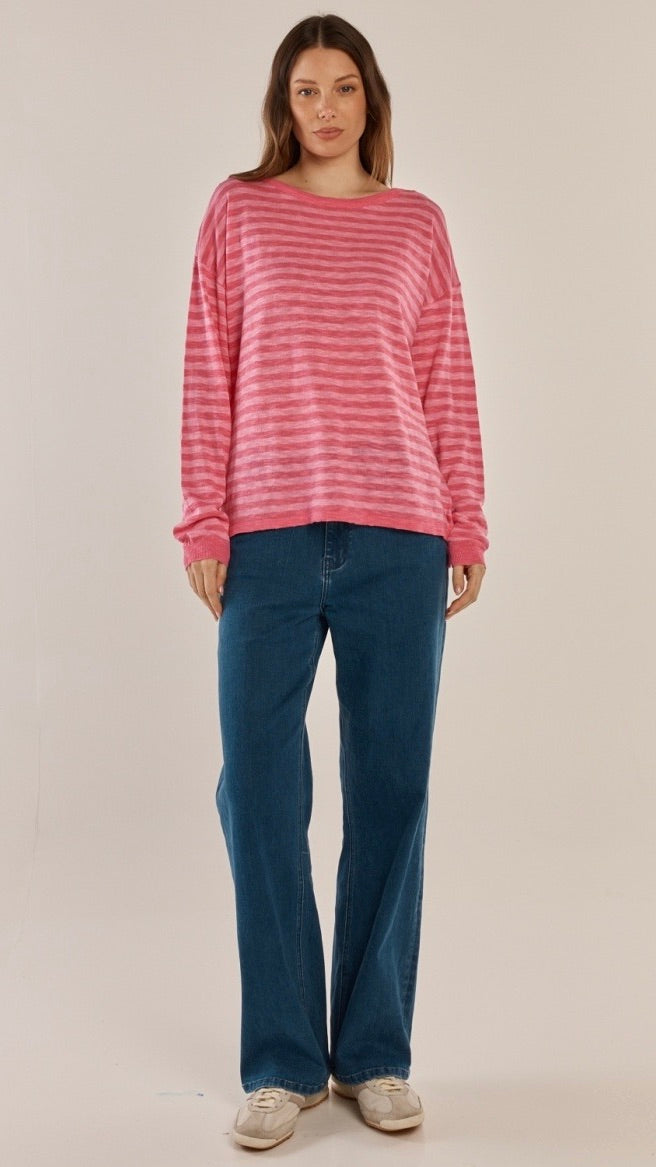 Natasha Knit Top Blush Stripe