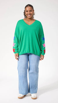 Vermont Star V Neck Jumper Green
