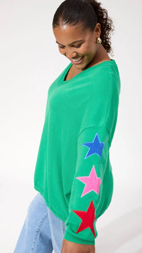 Vermont Star V Neck Jumper Green