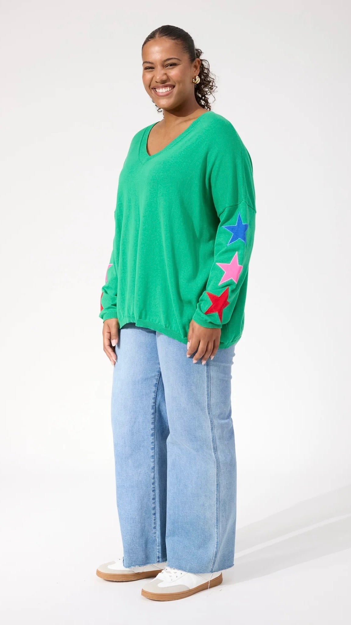 Vermont Star V Neck Jumper Green