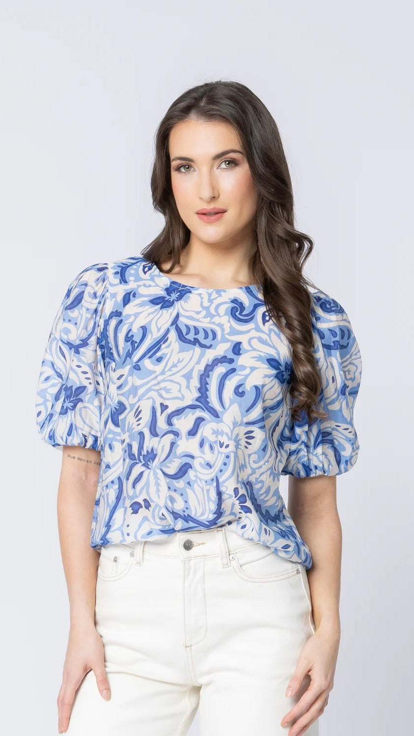 Relaxed Carefree Top Blue Whisper