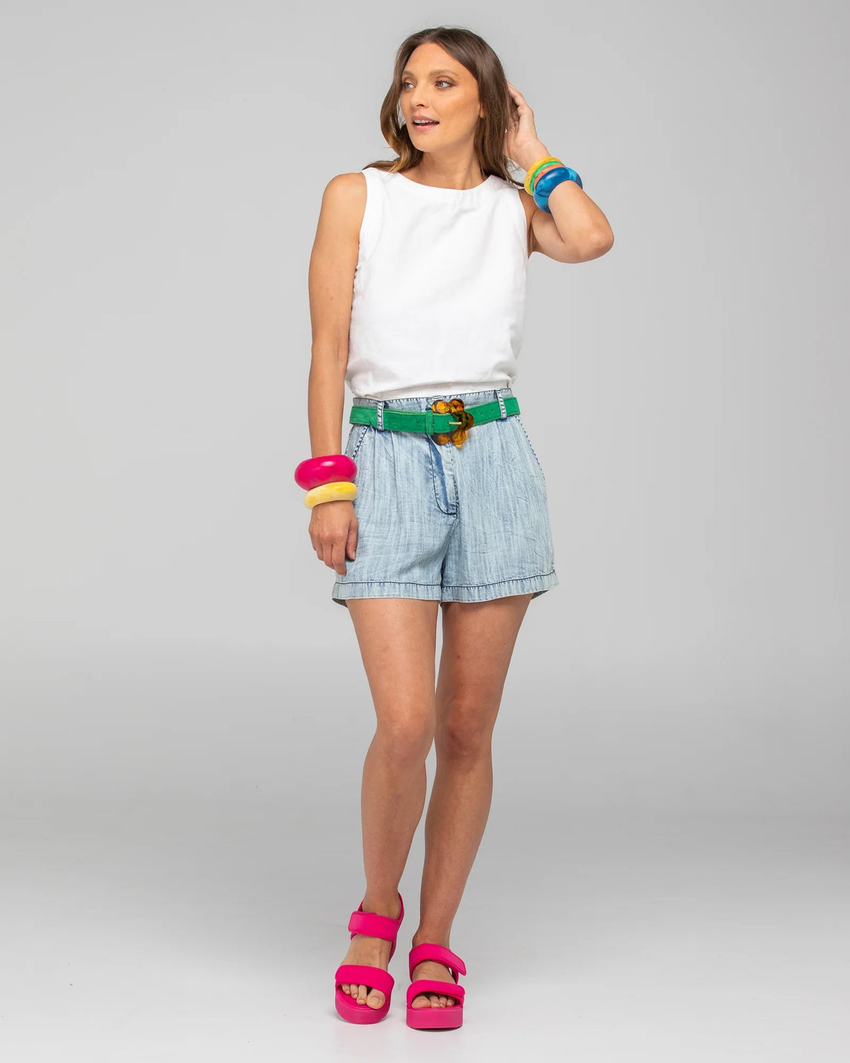 Boom Shankar Flower Belt Peacock Suede