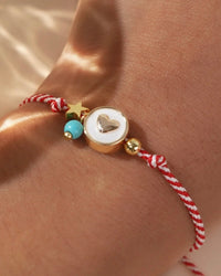 Rope Heart Bracelet Red White
