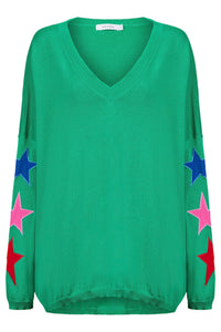 Vermont Star V Neck Jumper Green
