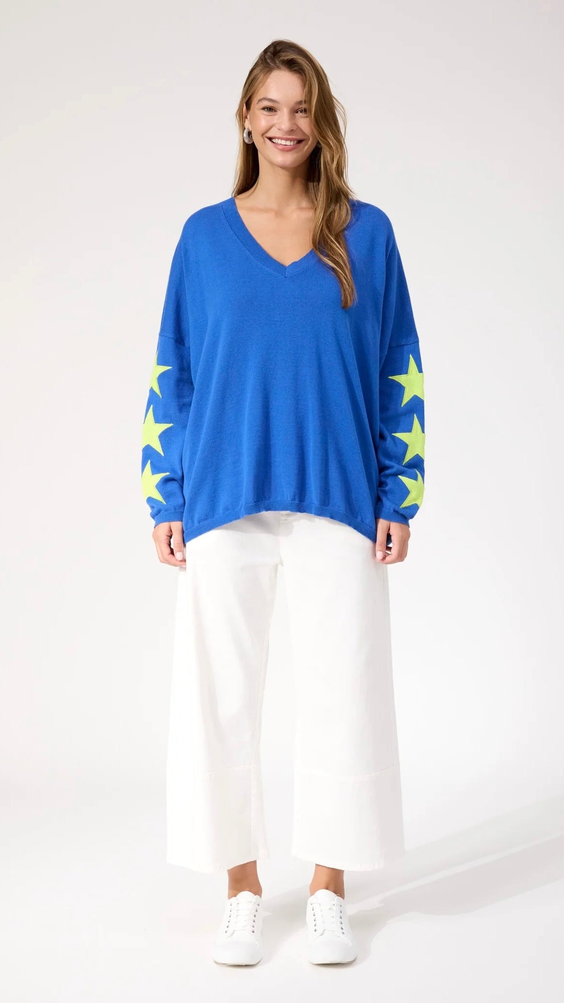 Vermont Star V Neck Jumper Cobalt