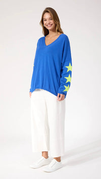 Vermont Star V Neck Jumper Cobalt