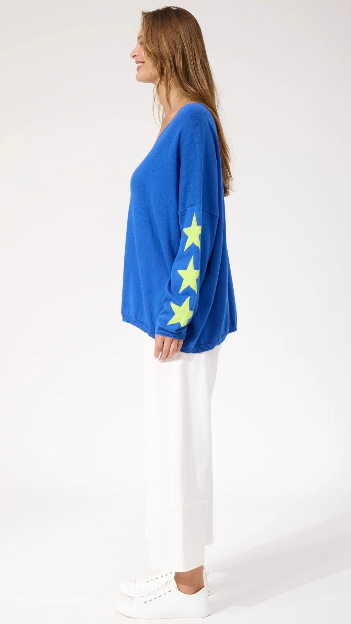 Vermont Star V Neck Jumper Cobalt
