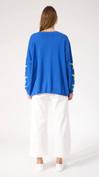 Vermont Star V Neck Jumper Cobalt