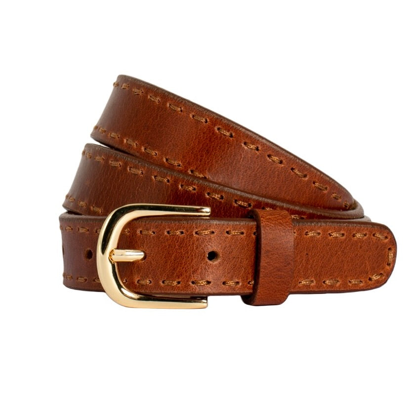Clara Hand Laced Leather Belt Tan