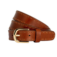 Clara Hand Laced Leather Belt Tan