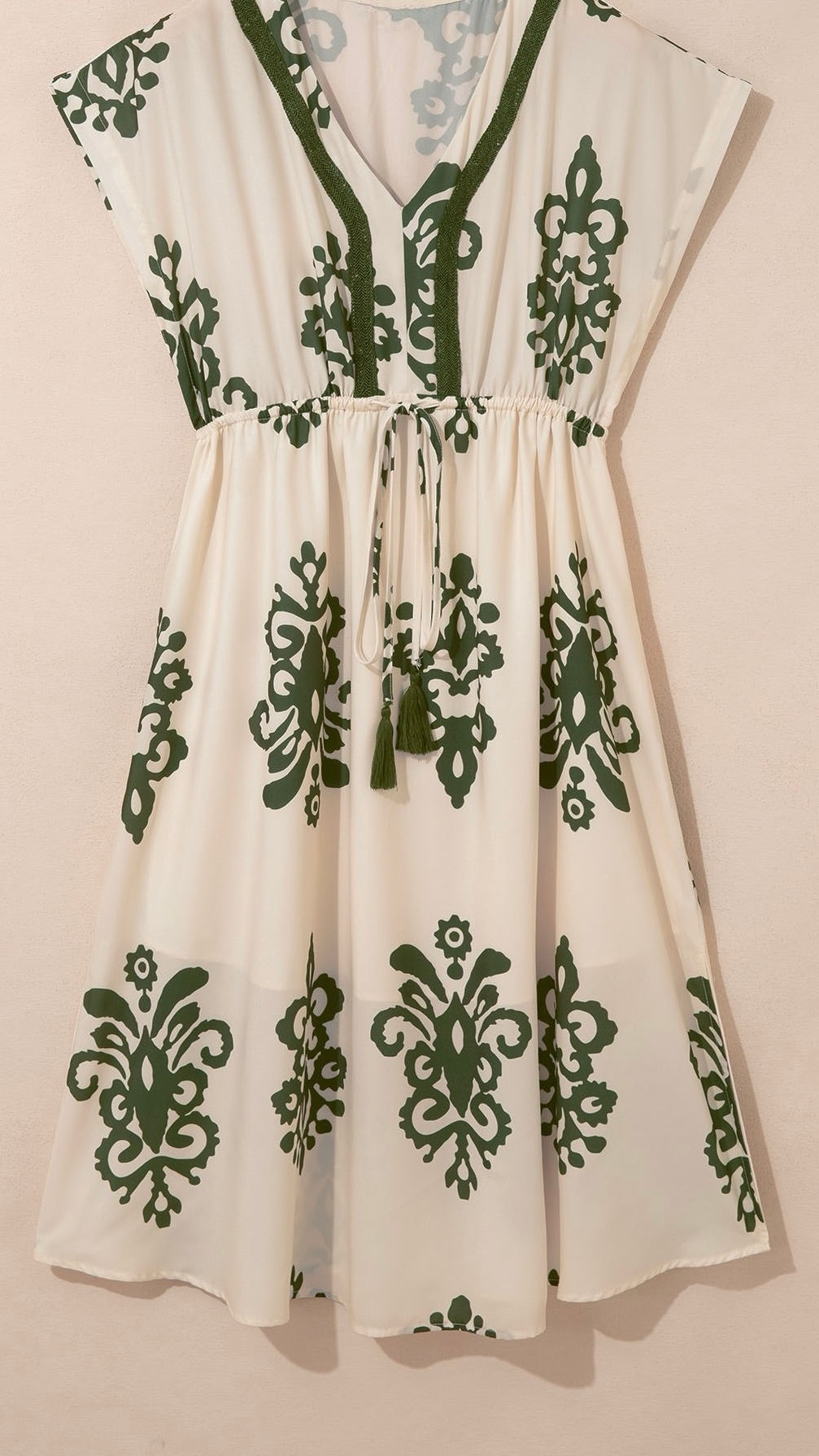 Embroidered Trim Vacay Dress Cream