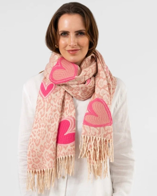 Pink Hearts Scarf