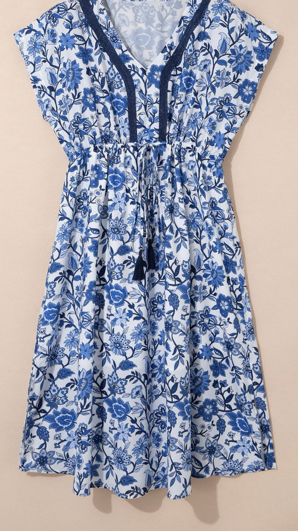 Embroidered Trim Vacay Dress Blue