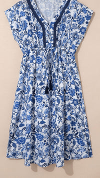 Embroidered Trim Vacay Dress Blue