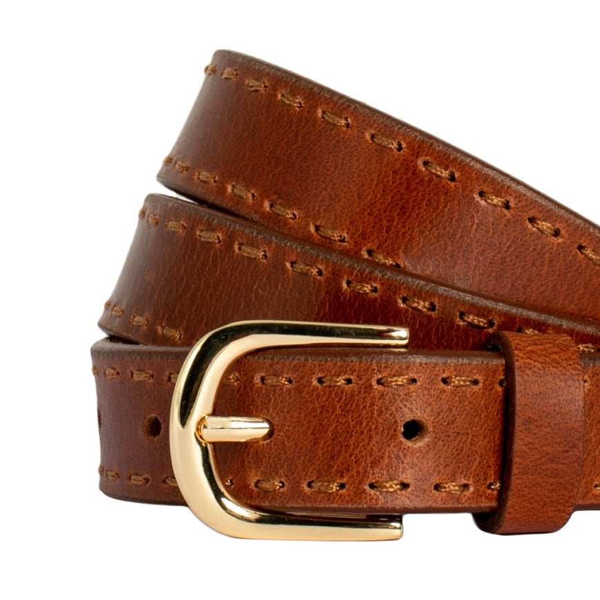 Clara Hand Laced Leather Belt Tan