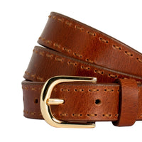 Clara Hand Laced Leather Belt Tan