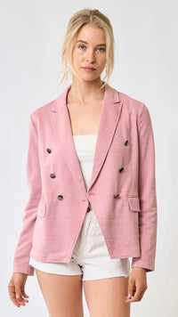 Demi Double Breasted Knit Blazer Blush