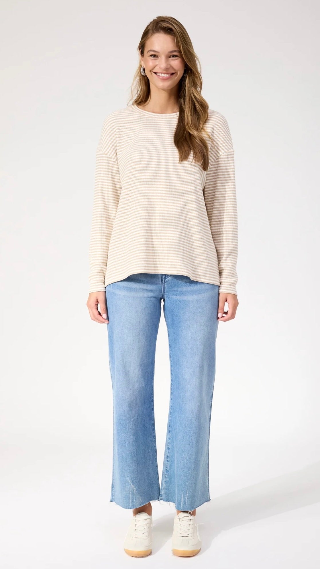 Levi Stripe Long Sleeve Tshirt Latte