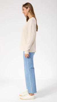 Levi Stripe Long Sleeve Tshirt Latte