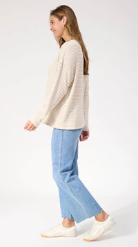 Levi Stripe Long Sleeve Tshirt Latte