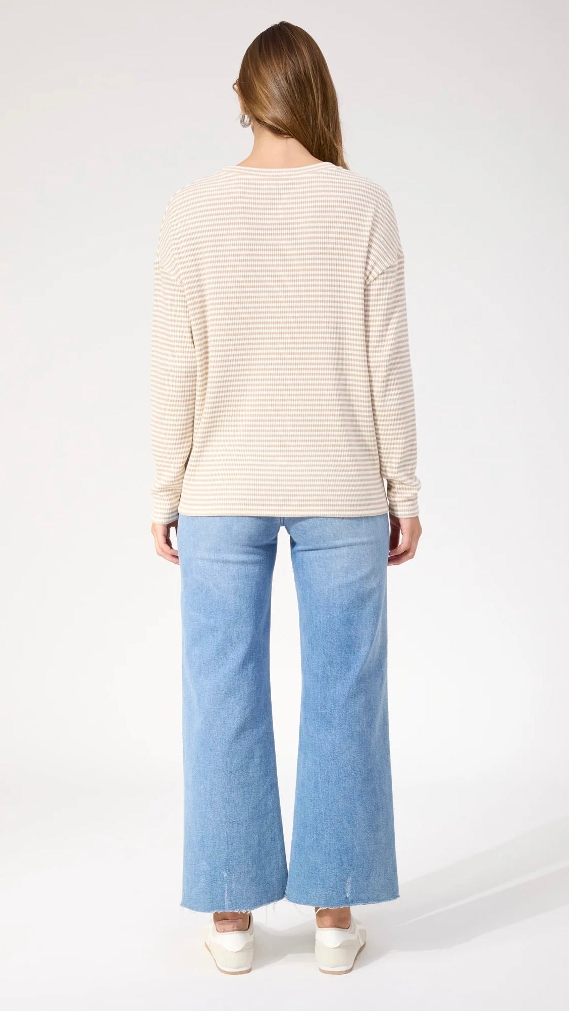 Levi Stripe Long Sleeve Tshirt Latte