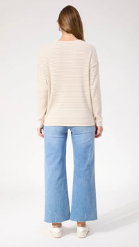Levi Stripe Long Sleeve Tshirt Latte