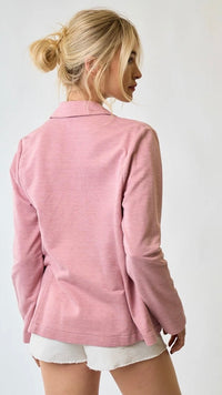 Demi Double Breasted Knit Blazer Blush