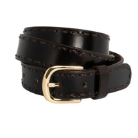 Clara Hand Laced Leather Belt Chocolate