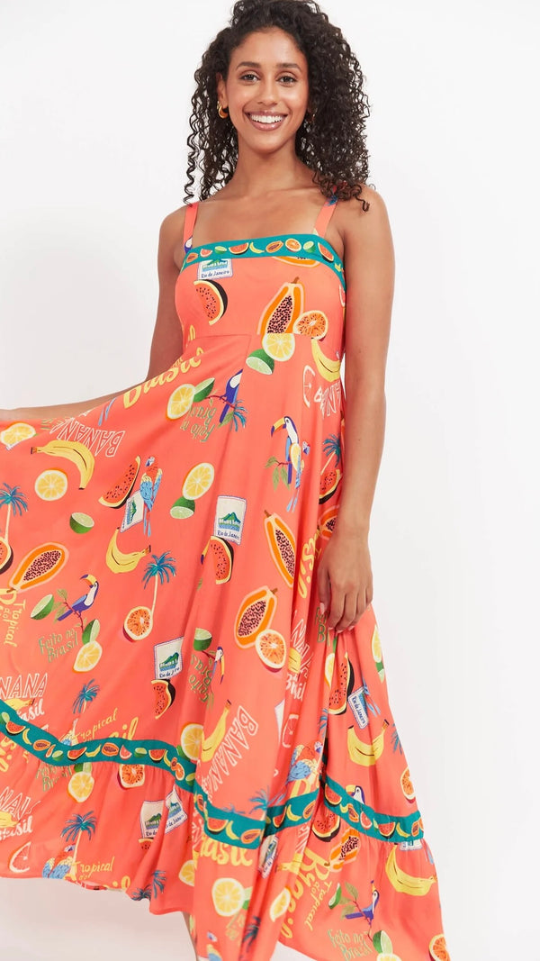 Cabana Tank Maxi Dress Brasil Coral
