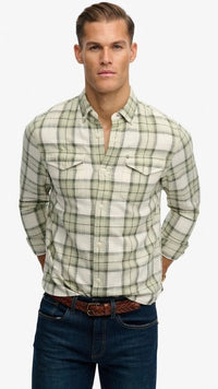 Superdry Light Check Shirt Sage