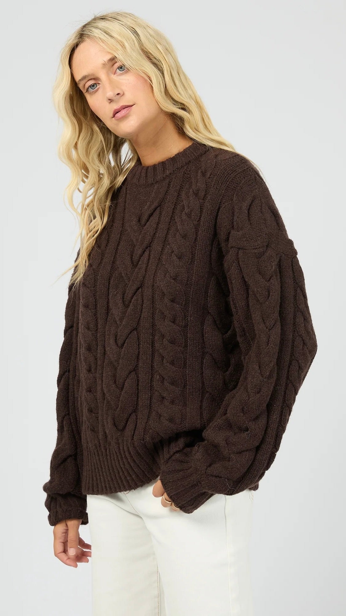Higgins Cable Knit Brown