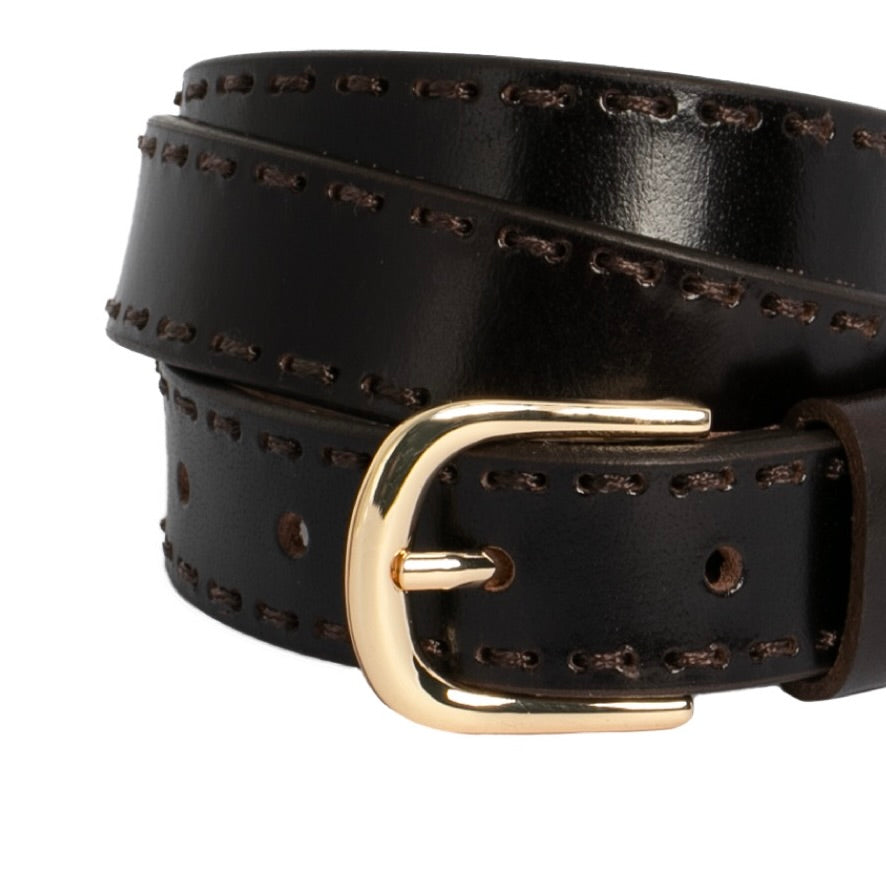 Clara Hand Laced Leather Belt Chocolate