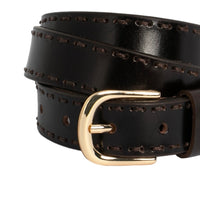 Clara Hand Laced Leather Belt Chocolate