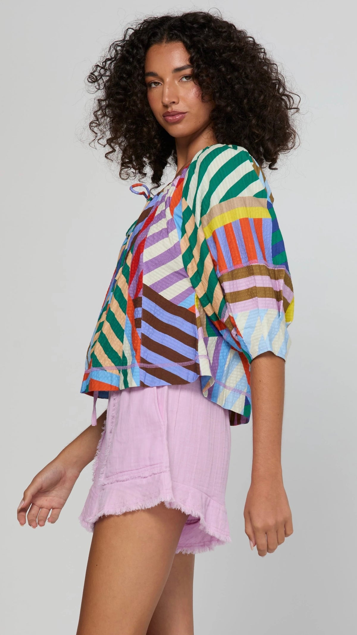 Lucia Top Liquorice Stripe