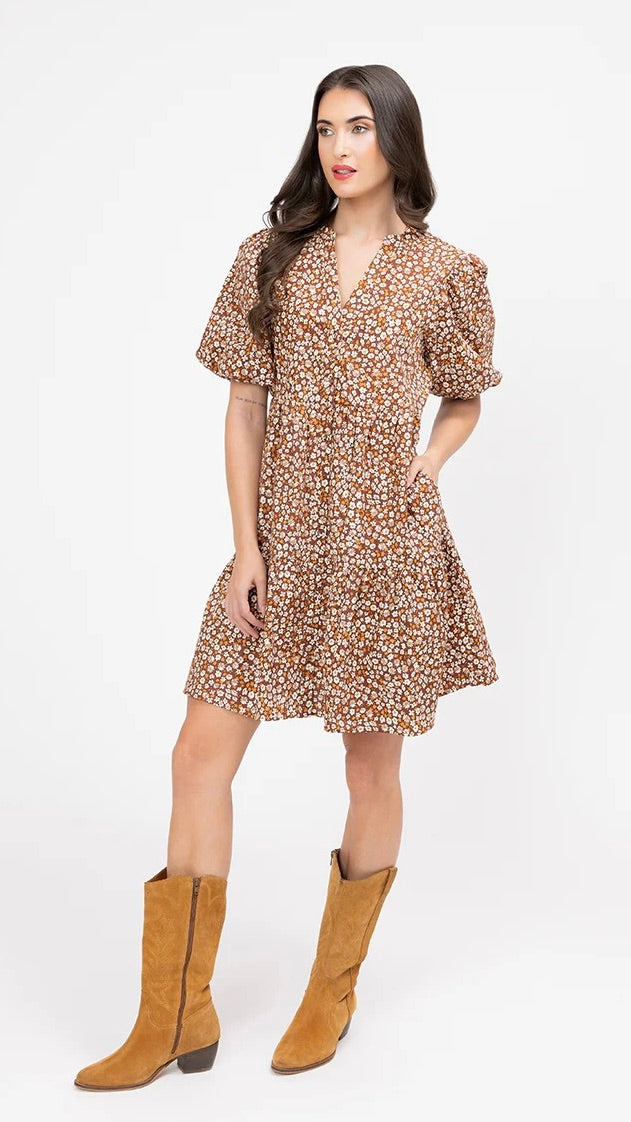 Reflective Mini Dress Caramel